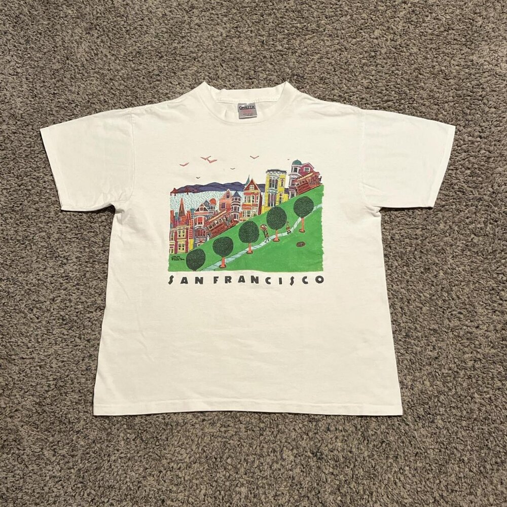 Vintage 90s San Francisco California White Graphic Art Tee
